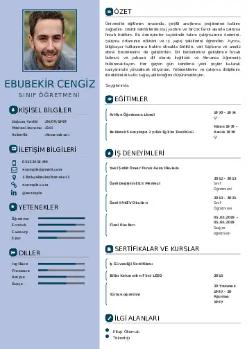Sınıf Öğretmeni Cv Örnekleri cv indir